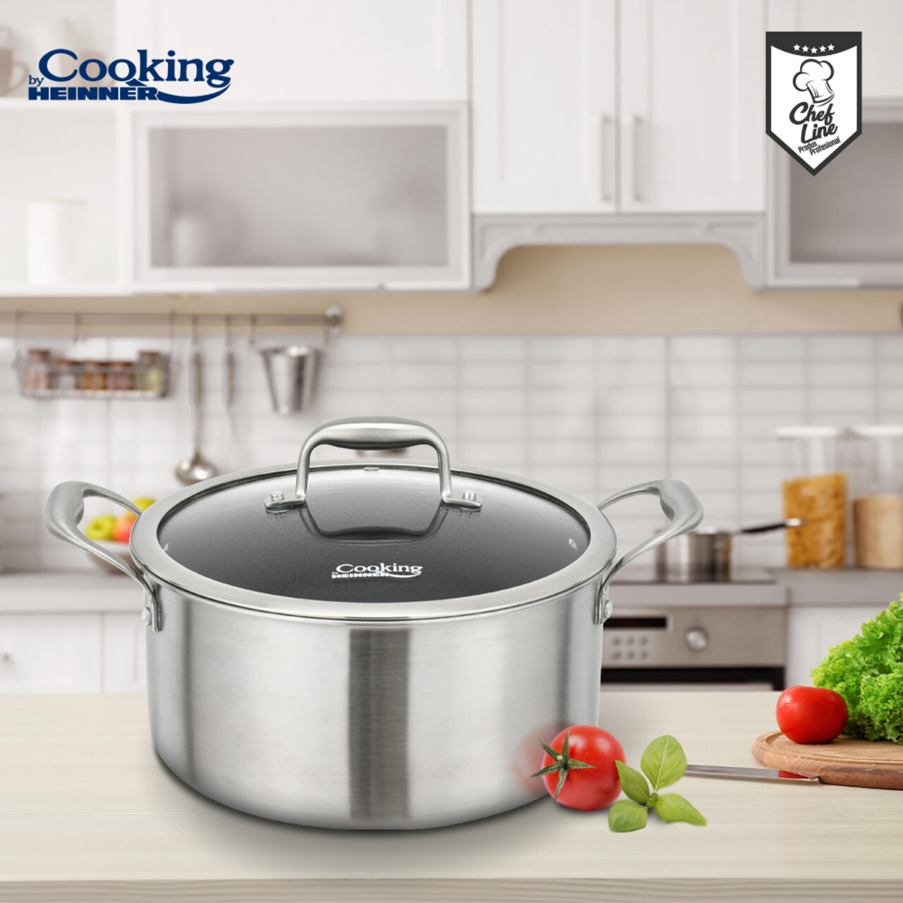 Oala cu capac 5 L, Titanium3, Cooking by Heinner, 24x12 cm, inox/sticla, argintiu - imagine 7